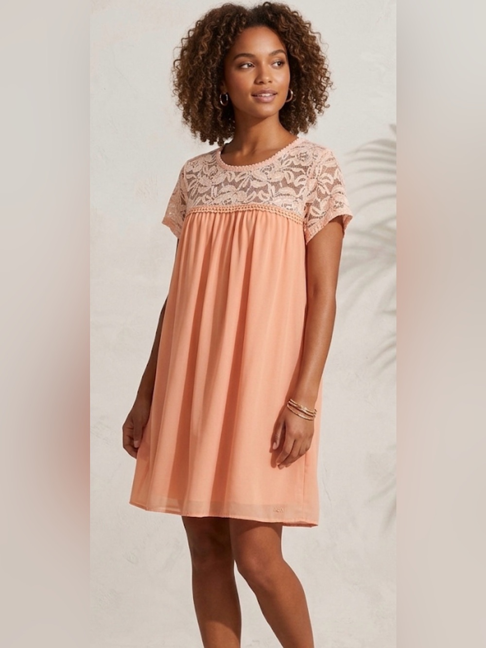 AUW Peach Lace Knit Top
